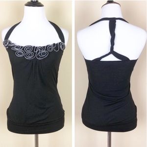 SOLD Annabelle Zipper Flower Black Tank Top